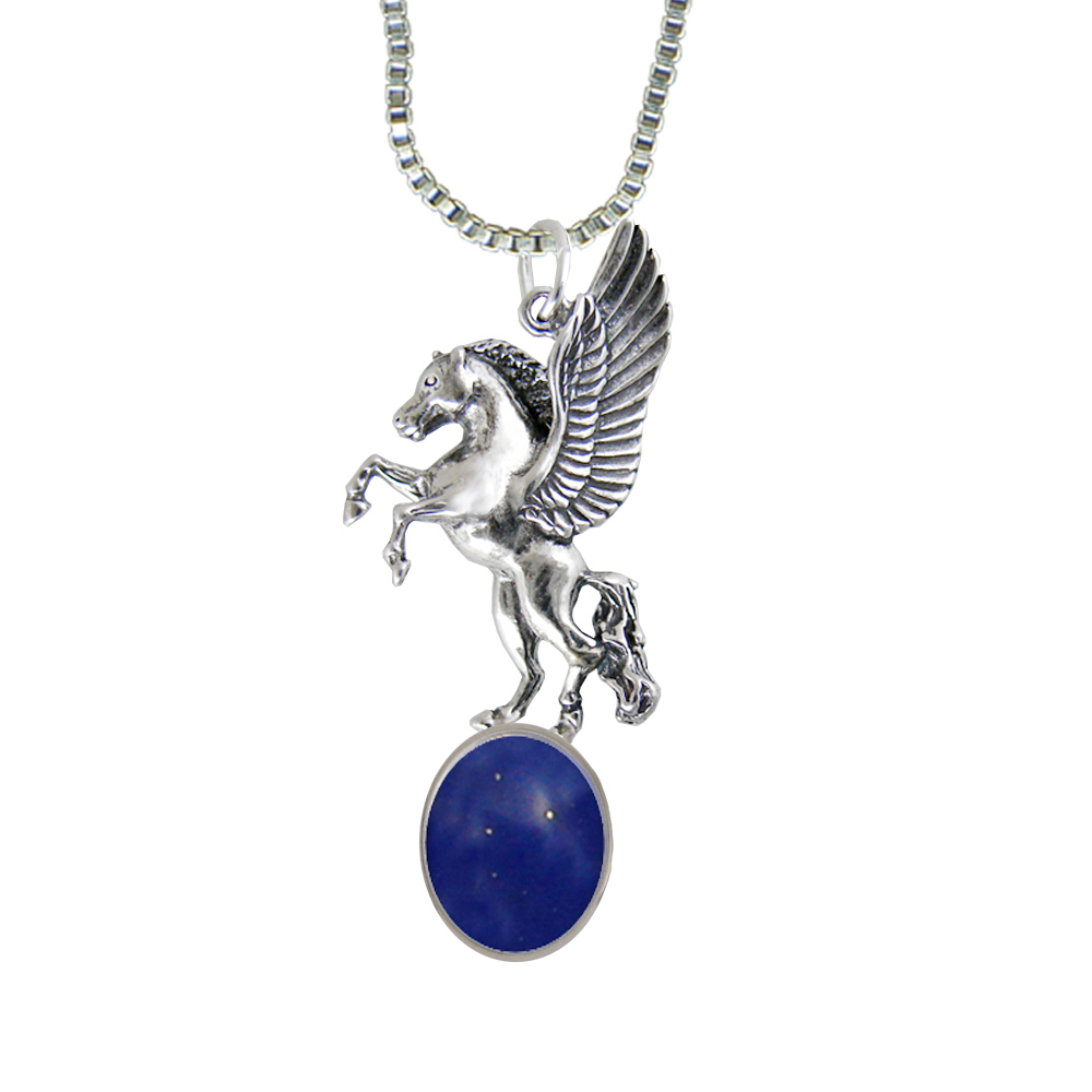 Sterling Silver Unicorn of the Summer Day Pendant With Lapis Lazuli